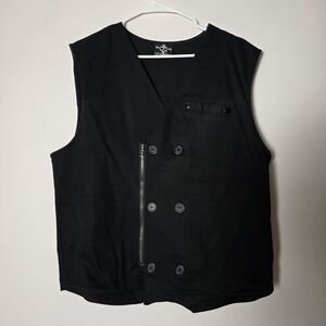Lip Service Black Moto Vest 2X Gothic Punk Industrial Zip Sleeveless Top Plus
